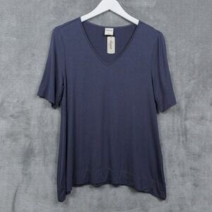 SOMA Cool Nights Sharkbite Hem Tee Pajama Lounge Top Short Sleeve Gray Sz S